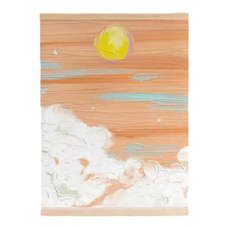 ins风风景油画免打孔卷轴画
