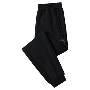 安踏加绒运动裤男款冬季2026新款黑色束脚裤针织男士保暖休闲裤子