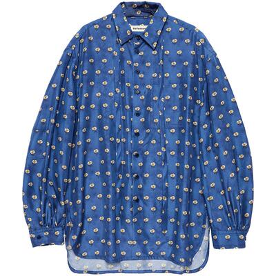 fafamoon设计师品牌秋冬长袖衬衫大丽花印花真丝衬衣