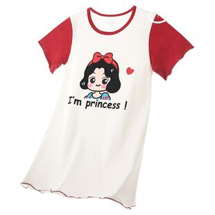 女童睡裙夏季短袖小女孩纯棉可外穿家居服宝宝抗菌透气公主睡衣裙