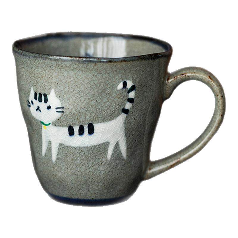同合日本进口翔芳窑可爱小猫马克杯陶瓷杯子釉下彩耐热茶杯咖啡杯