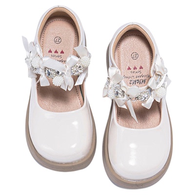 m1m2女童公主鞋黑色珍珠皮鞋