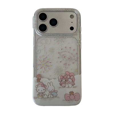 适用苹果手机壳透明烟花卡通链条
