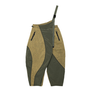 成衣水洗半圆原创设计师设计2023春夏季新款不对称单肩背带裤松紧