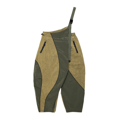 成衣水洗背带裤半圆背带裤