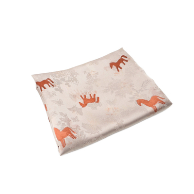 100%人丝 裸粉色小马印花仿香云纱花萝提花真丝蚕丝面料裙子布料