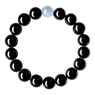 贺福缘天然黑曜石海蓝宝手串官方旗舰店本命年转运珠手链男女礼物