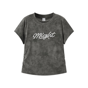 [商场同款]森马短袖T恤女短款修身辣妹2025新款刺绣蜡染夏装街头