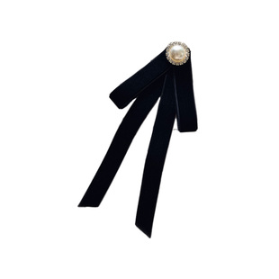 韩版千金小姐黑色丝绒蝴蝶结领结女jk学院风衬衫领口配饰职业领花