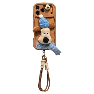 卡巴顿 秋冬毛绒掌门狗适用苹果17promax手机壳新款iphone16pro男女15plus情侣14pro带挂绳13防摔12超好看11