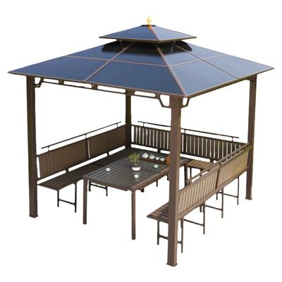 户外凉亭遮阳棚带座板