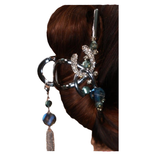 2025年新款水钻流苏抓夹复古风民国风女发夹轻奢发饰品高档鲨鱼夹