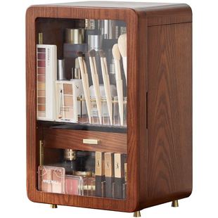 绿朵防尘化妆品收纳盒桌面梳妆台大容量实木轻奢首饰盒多层化妆柜