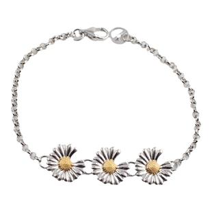 一休老银匠雏菊菊花手链 925纯银 镀金 潮牌纯银 镀金 细手链