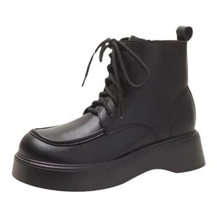 马丁靴女2025年新款春秋单靴大头短靴百搭松糕厚底鞋真皮女士靴子