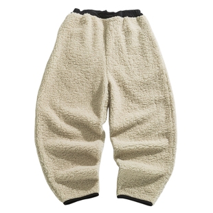 男士新中式加绒加厚裤子男2025新款冬季大码男裤中国风宽松灯笼裤