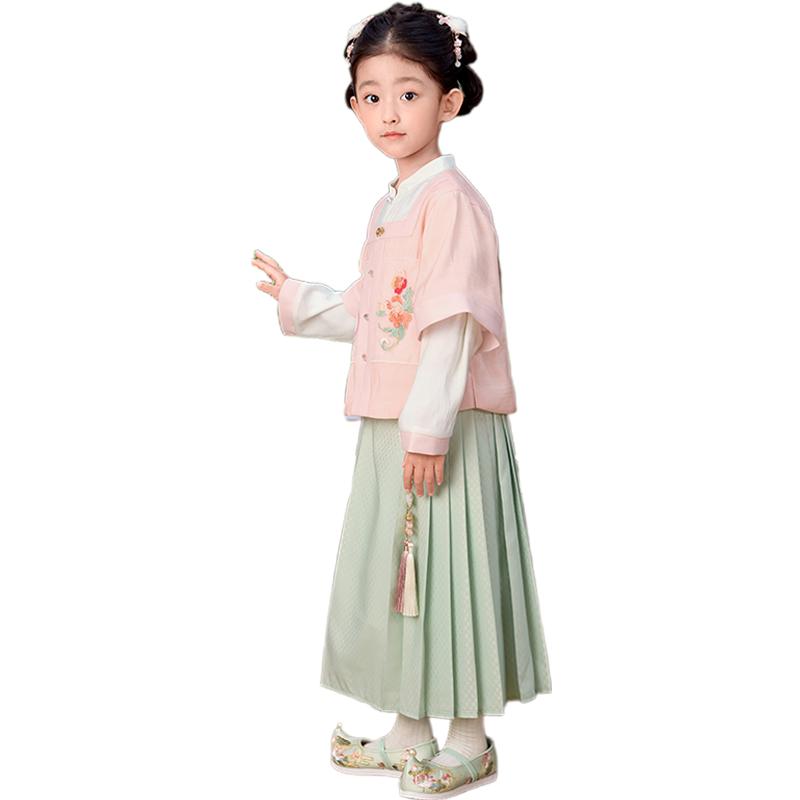 巴拉巴拉女童汉服套装儿童国风衣服春秋季新款童装宝宝唐装裙子小