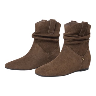 星期六美拉德西部靴女2025秋冬尖头小个子内增高短靴炸街洋气裸靴