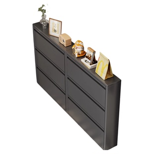 超薄钢制翻斗鞋柜12CM家用室内入户门口靠墙极窄款玄关储物小鞋柜