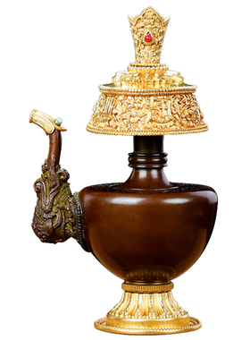 纯铜鎏金藏传密宗供佛观音贲巴壶