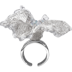 ATRIAL SENSING设计师品牌 银色花朵戒指女轻奢高级感夸张食指戒