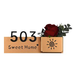 高档智能感应灯插花家用入户门发光门牌定制古铜金亚克力立体贴字磁吸充电房号牌酒店民宿餐厅包厢免钉标识牌