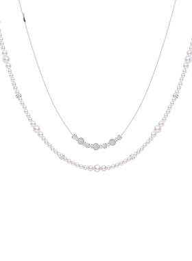 阿吉豆项链女气泡珍珠双层锁骨链