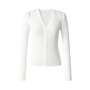 商场同款 摩萨克秋装毛衫法式坑条修身v领经典黑白色针织衫女