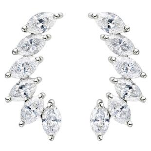 WithLove 白18K金群镶马眼形钻石耳钉天使翼个性耳饰显钻耳环女