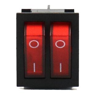 RK1-22船型开关按键电源带双灯红色2路6脚2路档双刀船形六脚按钮