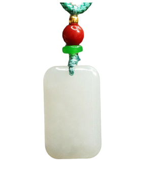 和田玉方牌无事牌平安牌吊坠玉石珠宝女士吉祥纳福礼物时尚饰品