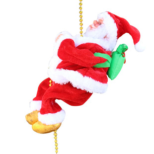 电动音乐爬绳圣诞老人爬珠子圣诞玩具公仔玩偶装饰挂件圣诞节礼物