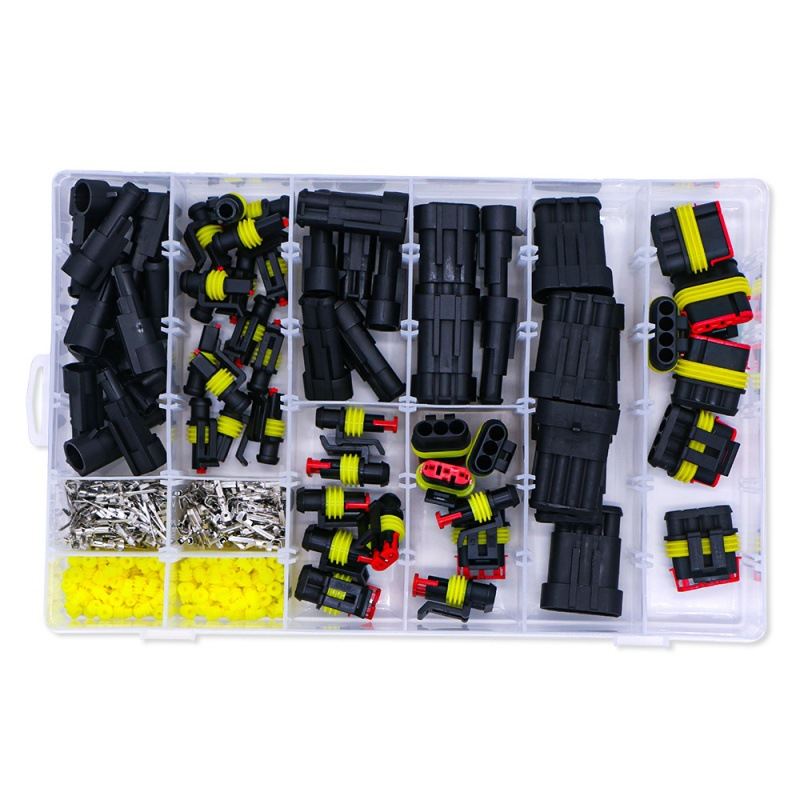 408PCS 汽车防水连接器1/2/3/4孔HID氙气灯线束插头接插件