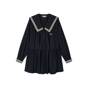 UOOYAA/乌丫2026春季新款精纺羊毛海军领连衣裙