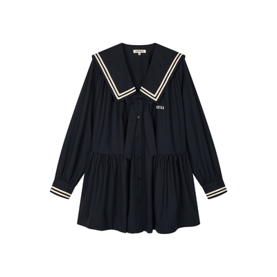 精纺羊毛海军领连衣裙