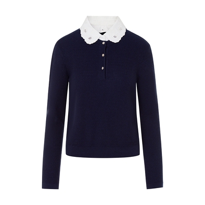 朗姿/莱茵福莱尔娃娃领针织衫女