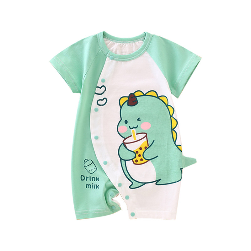 婴儿衣服夏季宝宝纯棉短袖薄款新生儿连体衣夏天外出超萌睡衣哈衣