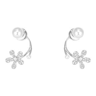 花朵珍珠款蚊香盘耳夹女士无耳洞耳环轻奢高级感耳钉独特设计耳饰