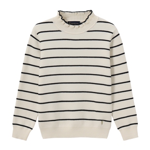 POLOWALK童装女童长袖针织衫2025秋冬新品半高领套头毛衣提花外套