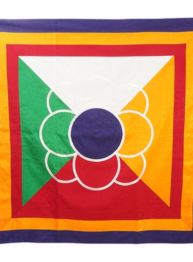 藏式曼扎布五色莲花刺绣加厚