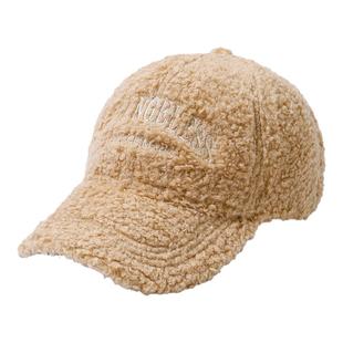 新款羊羔毛帽子女士秋冬季时尚百搭毛绒鸭舌帽加厚保暖棉帽棒球帽