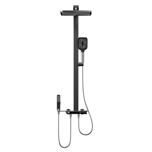 东鹏卫浴精铜主体硅胶孔软刷花洒喷头方管大置物钢琴按键花洒套装