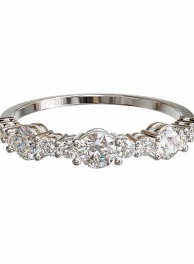 壹钻18K金圆钻渐变排戒可定制