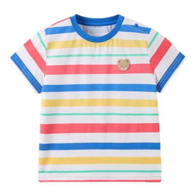 【5A抗菌】PawinPaw卡通小熊童装春夏男女宝宝彩虹条纹T恤