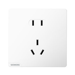 西门子开关插座哑光面板皓彩米绒白色一开五孔带USB奶油白空调插