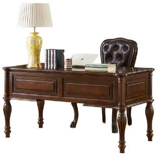 美式实木书桌复古做旧书房办公桌老板电脑桌卧室高级书法桌写字台