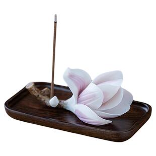 画续玉兰花香插线香香座香托香薰炉配件室内香插陶瓷插香座家用