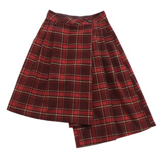 鹿与飞鸟“颂诞夜曲”不对称设计感通勤A摆两色百褶毛呢裙裤7190