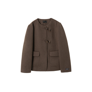 时然大码短款单面呢大衣微胖mm冬季新款显瘦大衣冬装外套韩系套装