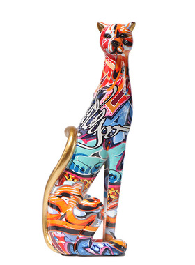 金钱豹摆件树脂水转印豹子北欧风家居客厅玄关创意桌面装饰工艺品